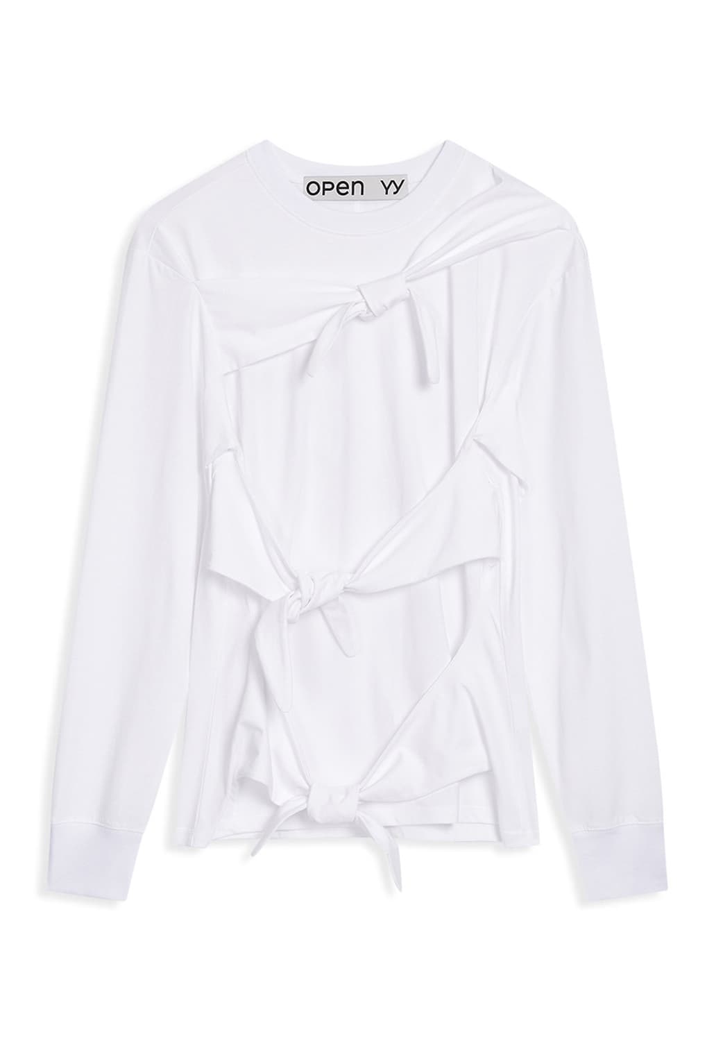 Openyy TRIPLE KNOT CREW NECK TOP, WHITE 상품이미지1