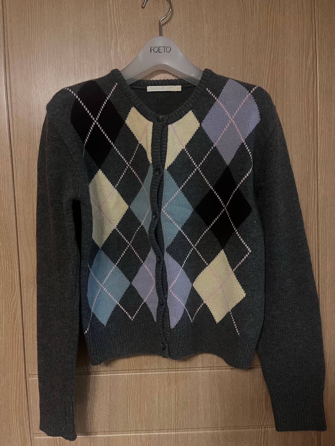 그로브 아가일 가디건 차콜 상품이미지4