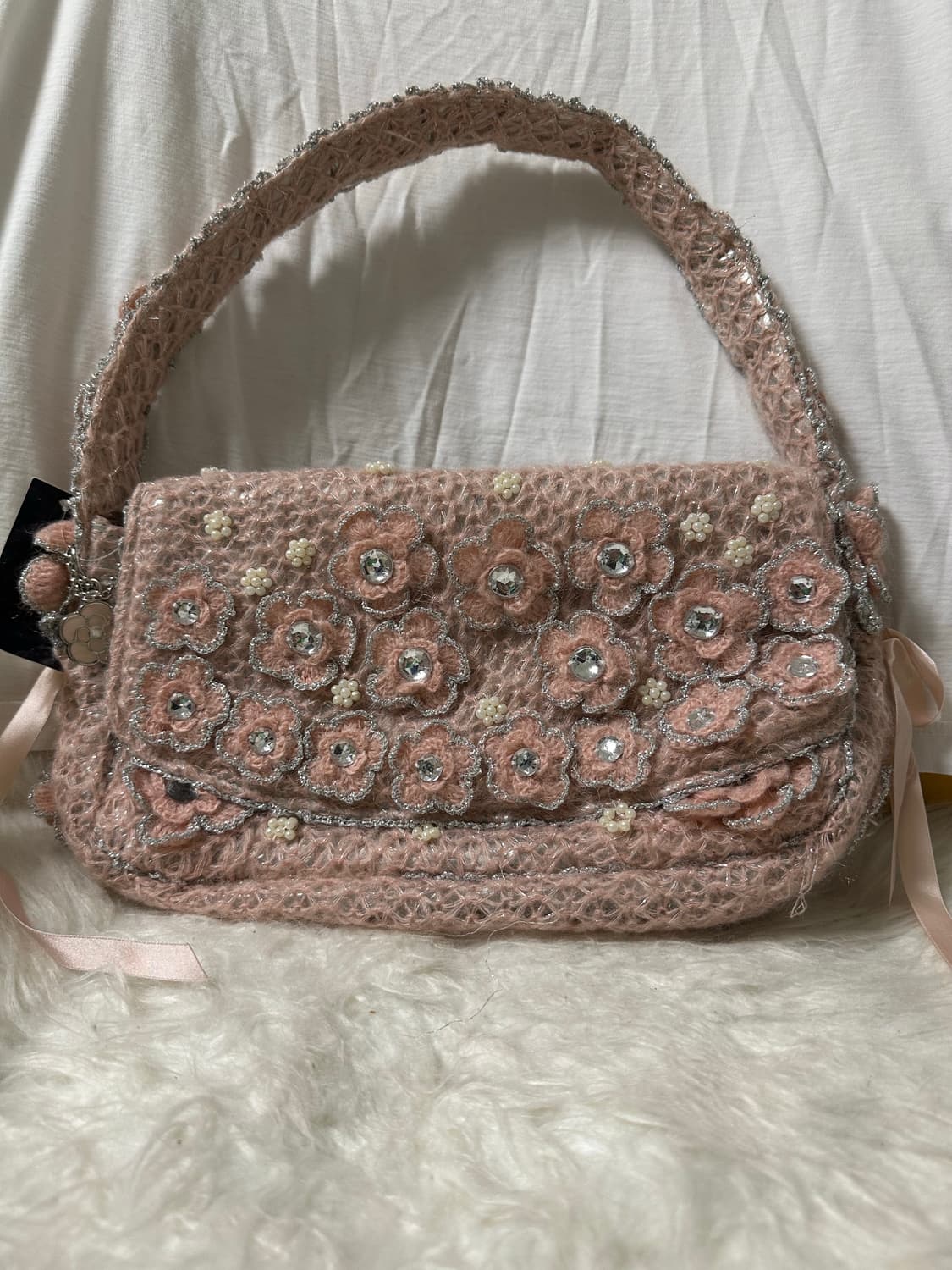 빈티지 로즈 니팅 핸드백 상품이미지1