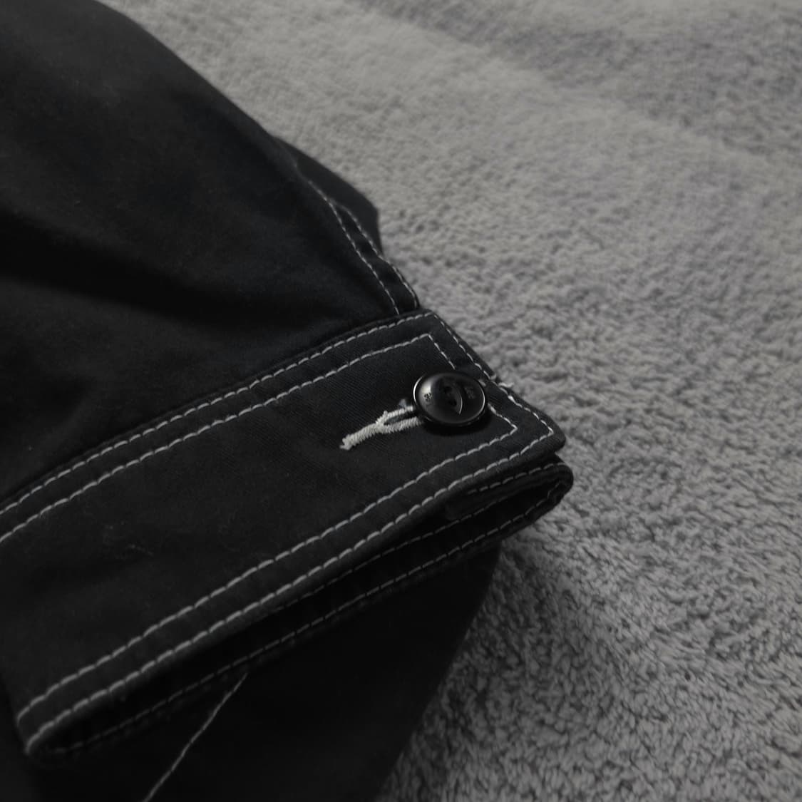 Lee 아웃 스티치 가죽 패치 트러커 자켓 블랙 (XL)  상품이미지5