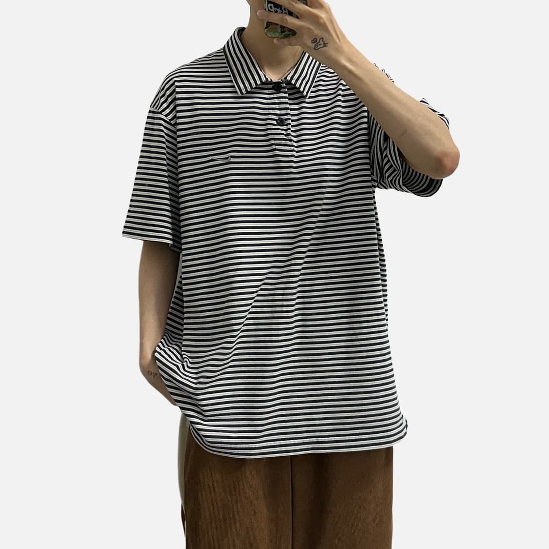 나이키 00s 스트라이프 반팔 카라티 코튼 피케셔츠 상품이미지2