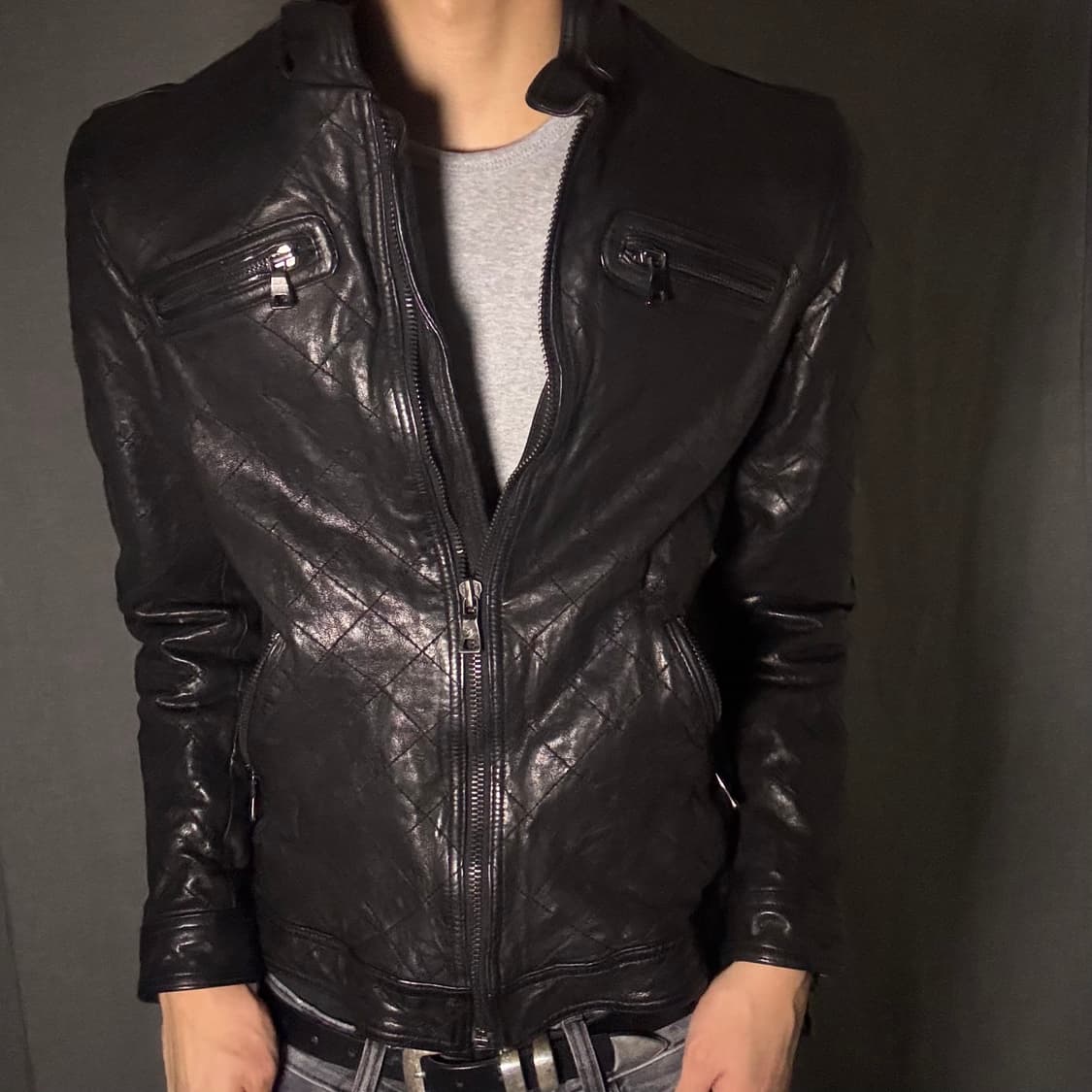 이태리 양가죽 퀄팅 라이더 자켓 상품이미지5