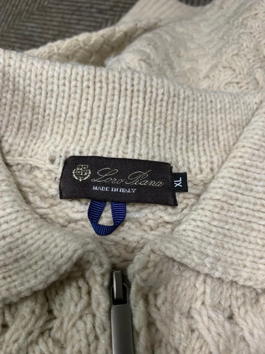 로로피아나 니트 집업 가디건 XL 아이보리 상품이미지5