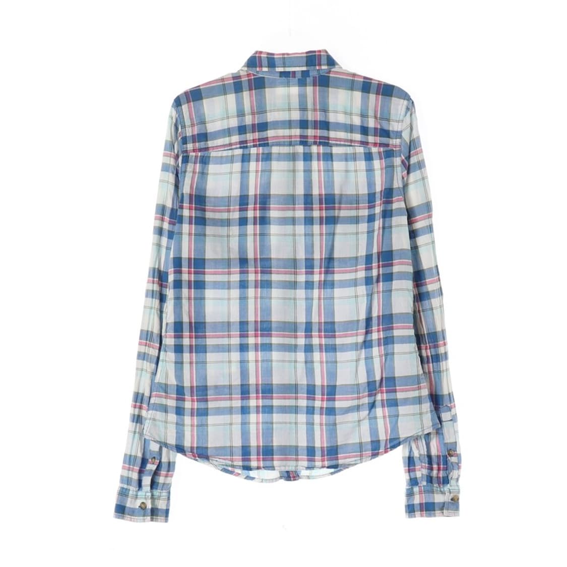 아베크롬비 빈티지 자수 로고 블루 핑크 체크 셔츠 S 상품이미지2