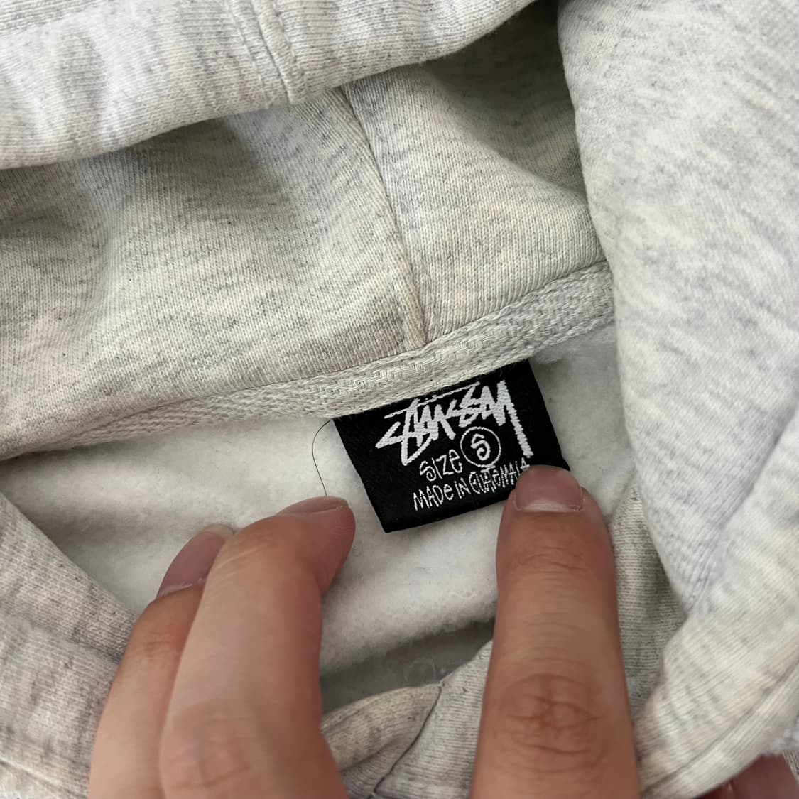 스투시 베이직 미들 스탁로고 후드 그레이 상품이미지4