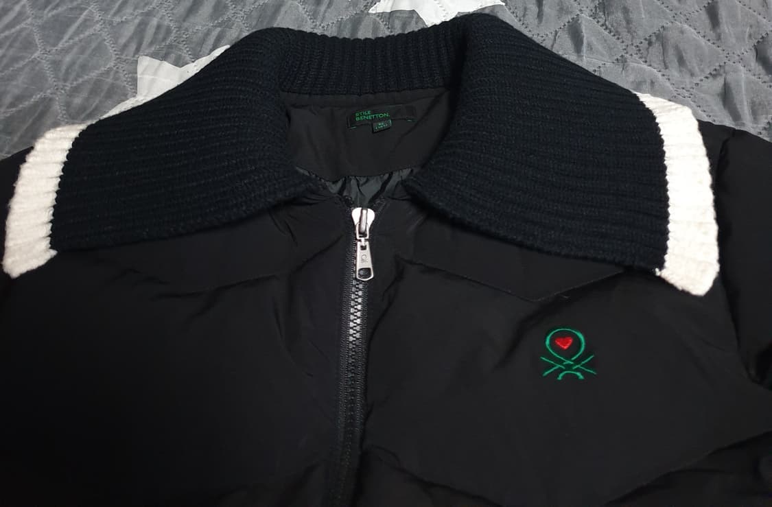 베네통 골프웨어  카라 니트 덕다운 패딩 블랙 (L) 상품이미지3