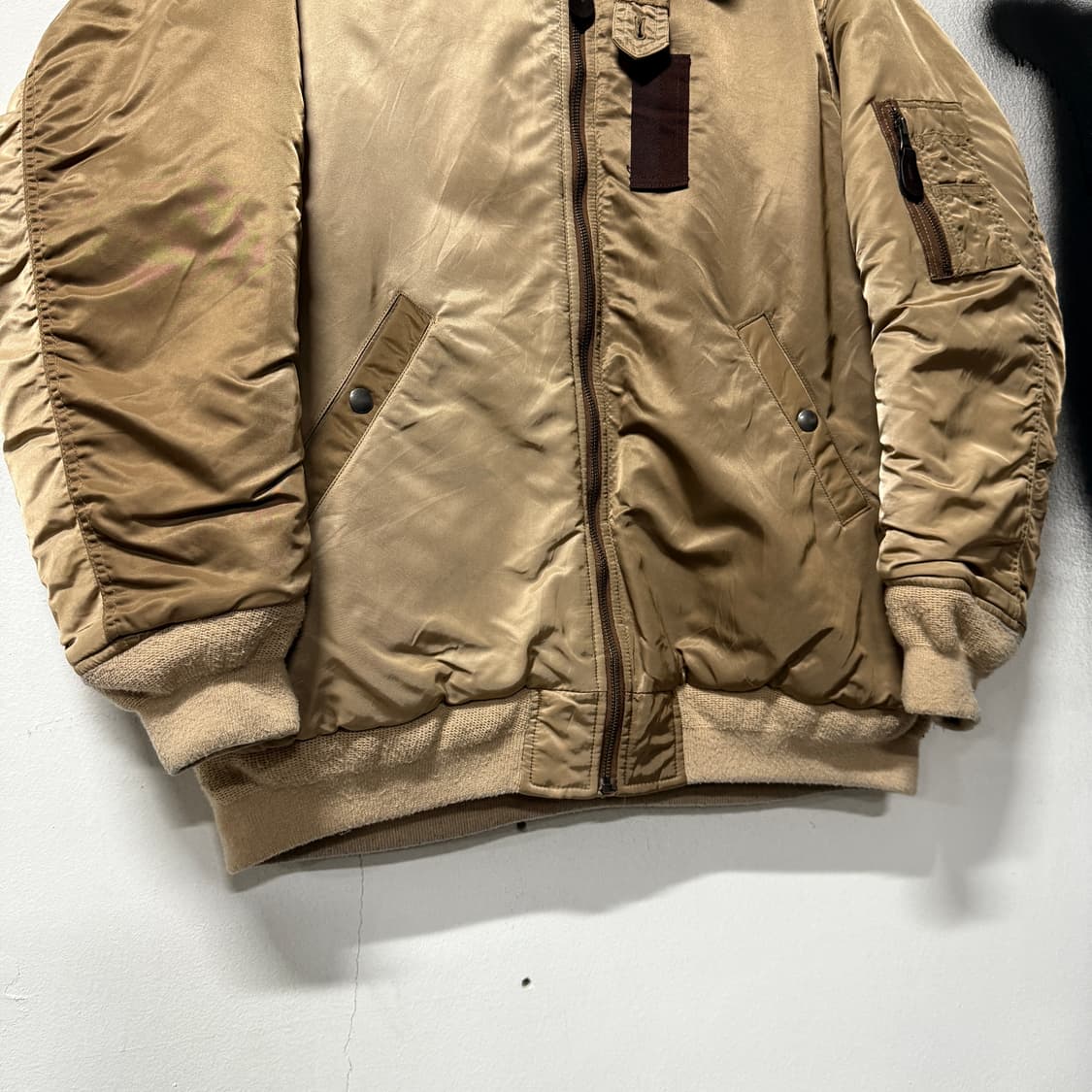 Moussy 마우지 컬러블럭 배색 퍼 카라 B15 플라이트 봄버 자켓 상품이미지4