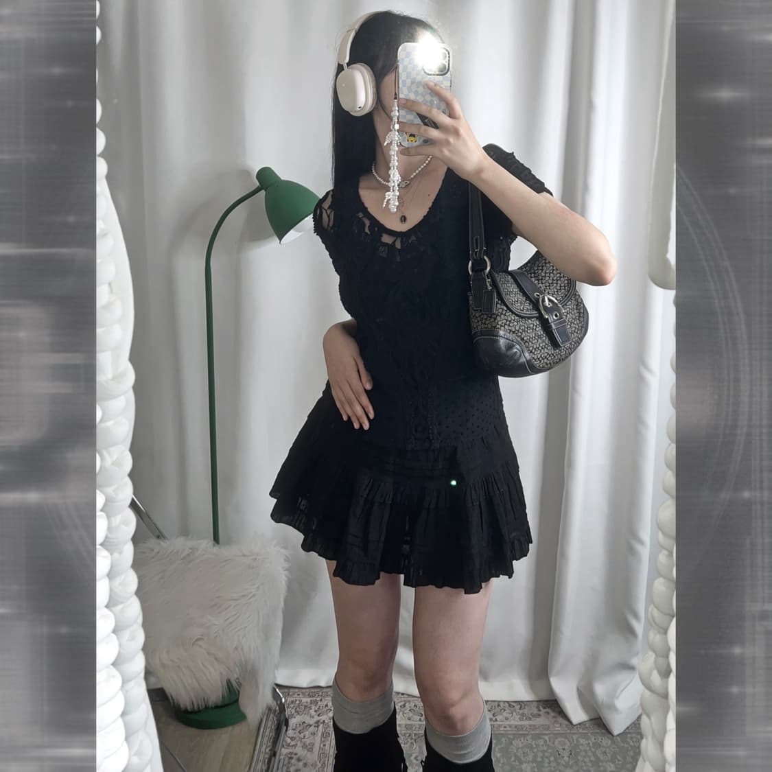 블랙 레이스 반팔 티셔츠 상품이미지3