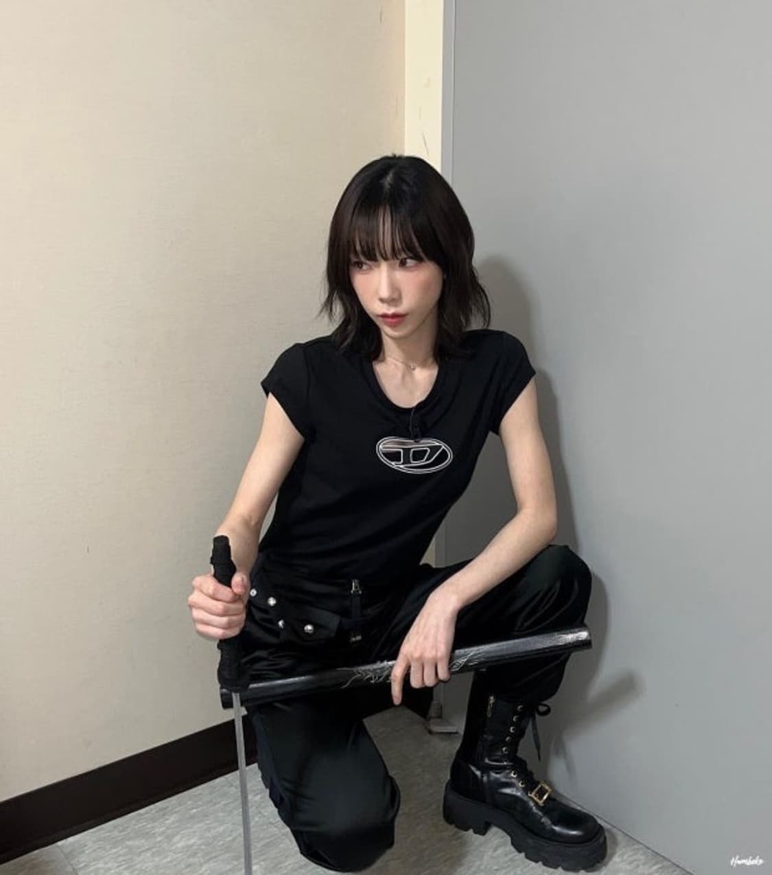 디젤 T-안지 피카부 로고 티셔츠 블랙 xs 상품이미지2