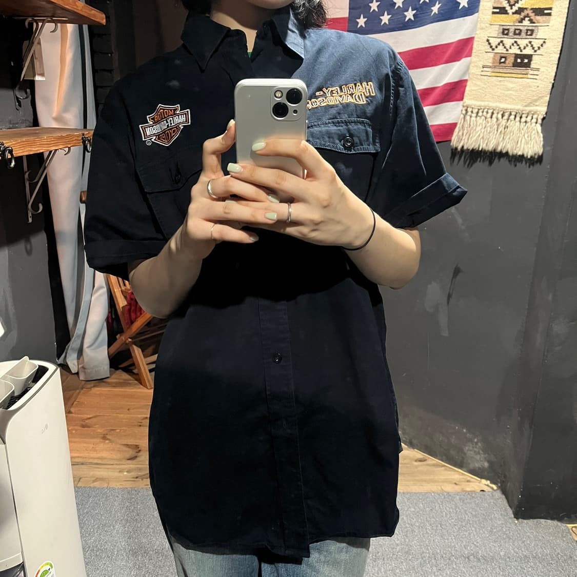 할리데이비슨 자수 하프셔츠 (XL) old- 7670 상품이미지2