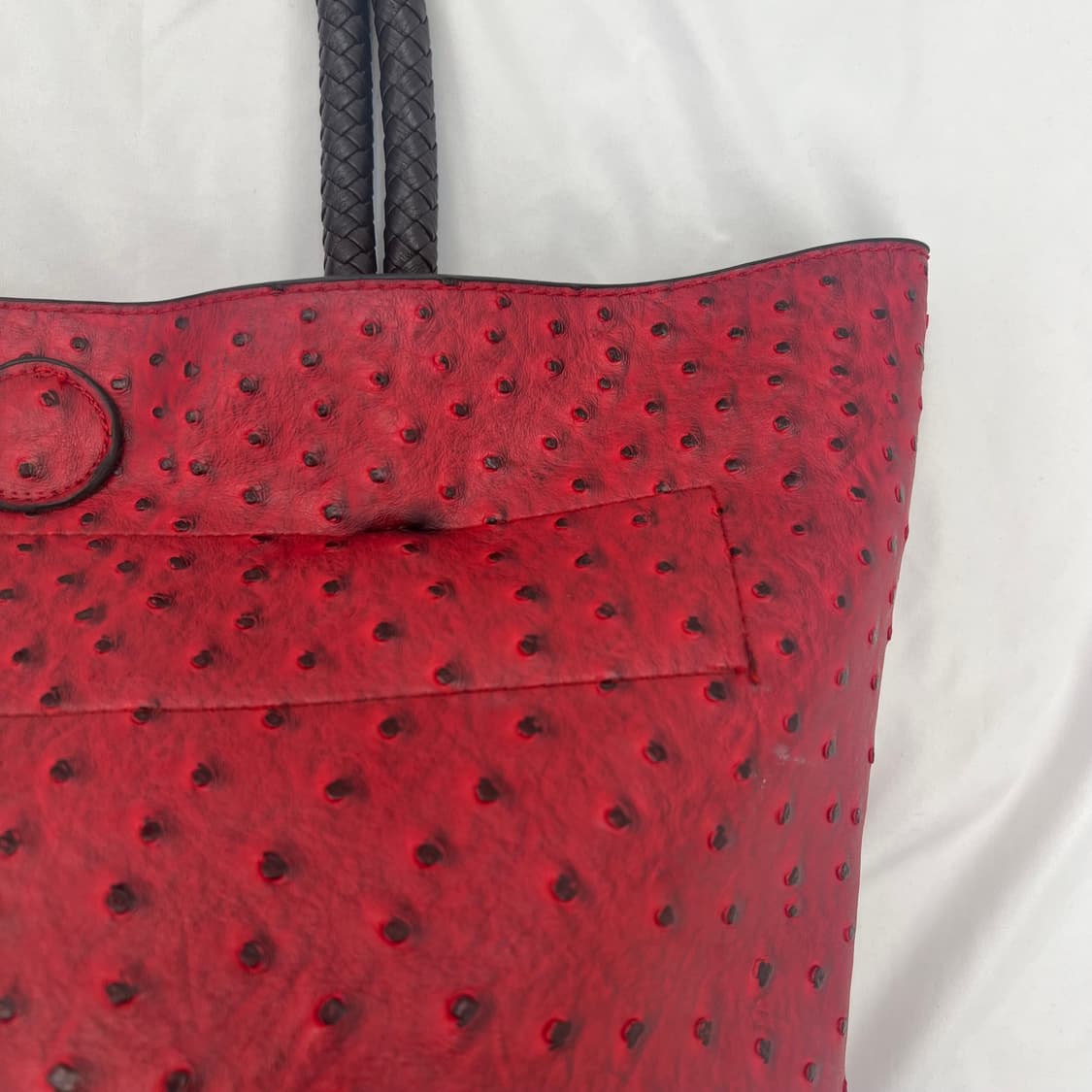 A red ostrich leather tote bag 상품이미지2