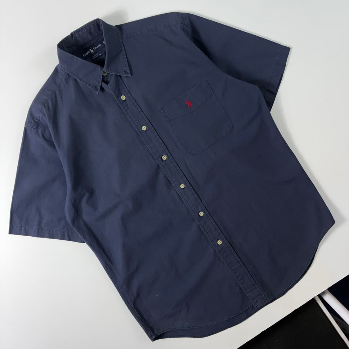 Polo  폴로 랄프로렌 자수 코튼 네이비 반팔 셔츠  상품이미지2