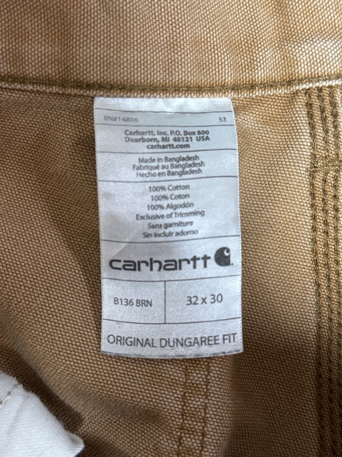 [칼하트] 더블니 B136 브라운 BRN 32x30 상품이미지3