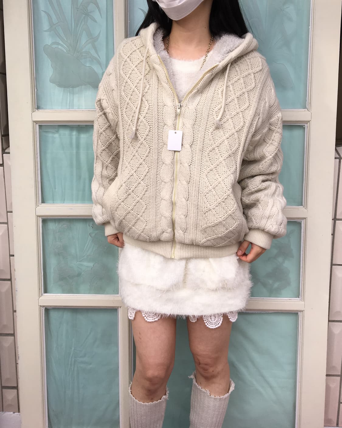 Cable knit hood zip up 상품이미지7