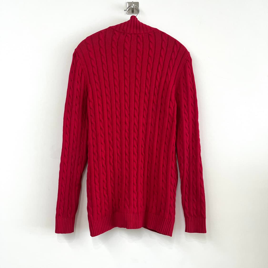 폴로 랄프로렌 골드 포니 레드 꽈배기 니트 집업 상품이미지3