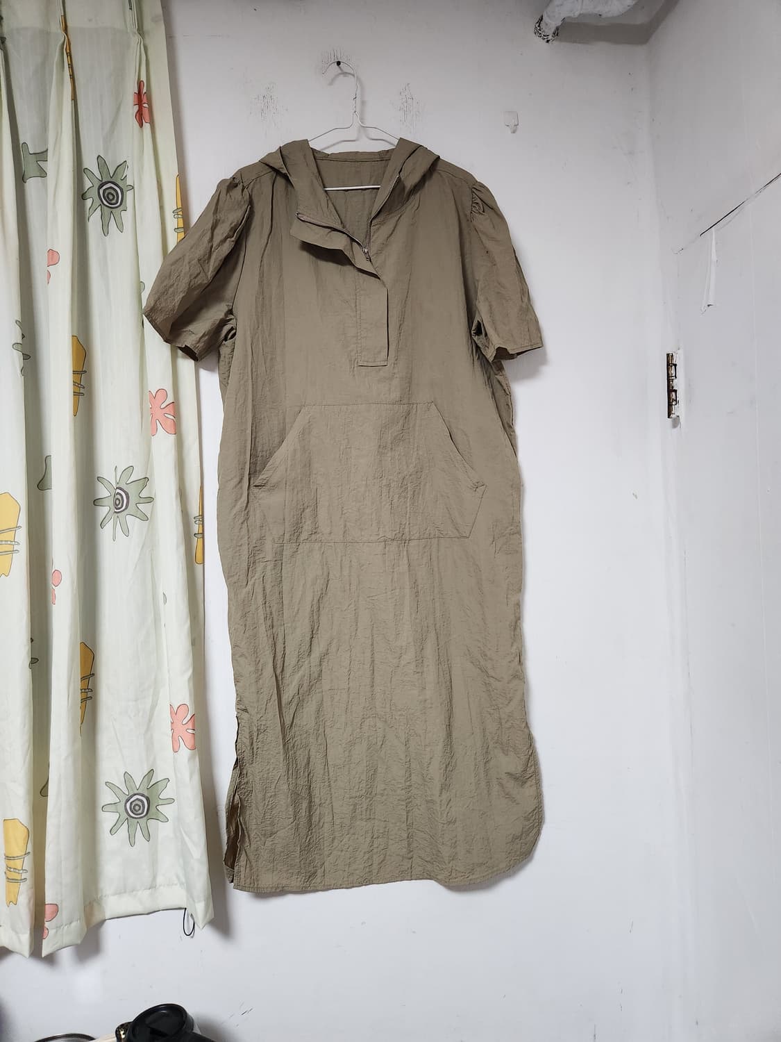 베이지색 반팔 후드 롱 원피스 F(가슴반품59) 상품이미지1