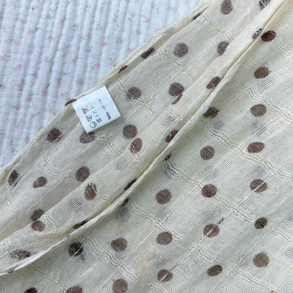 JPN/ 레몬버터스카프 도트스카프 땡땡이스카프 브라운스카프 상품이미지6