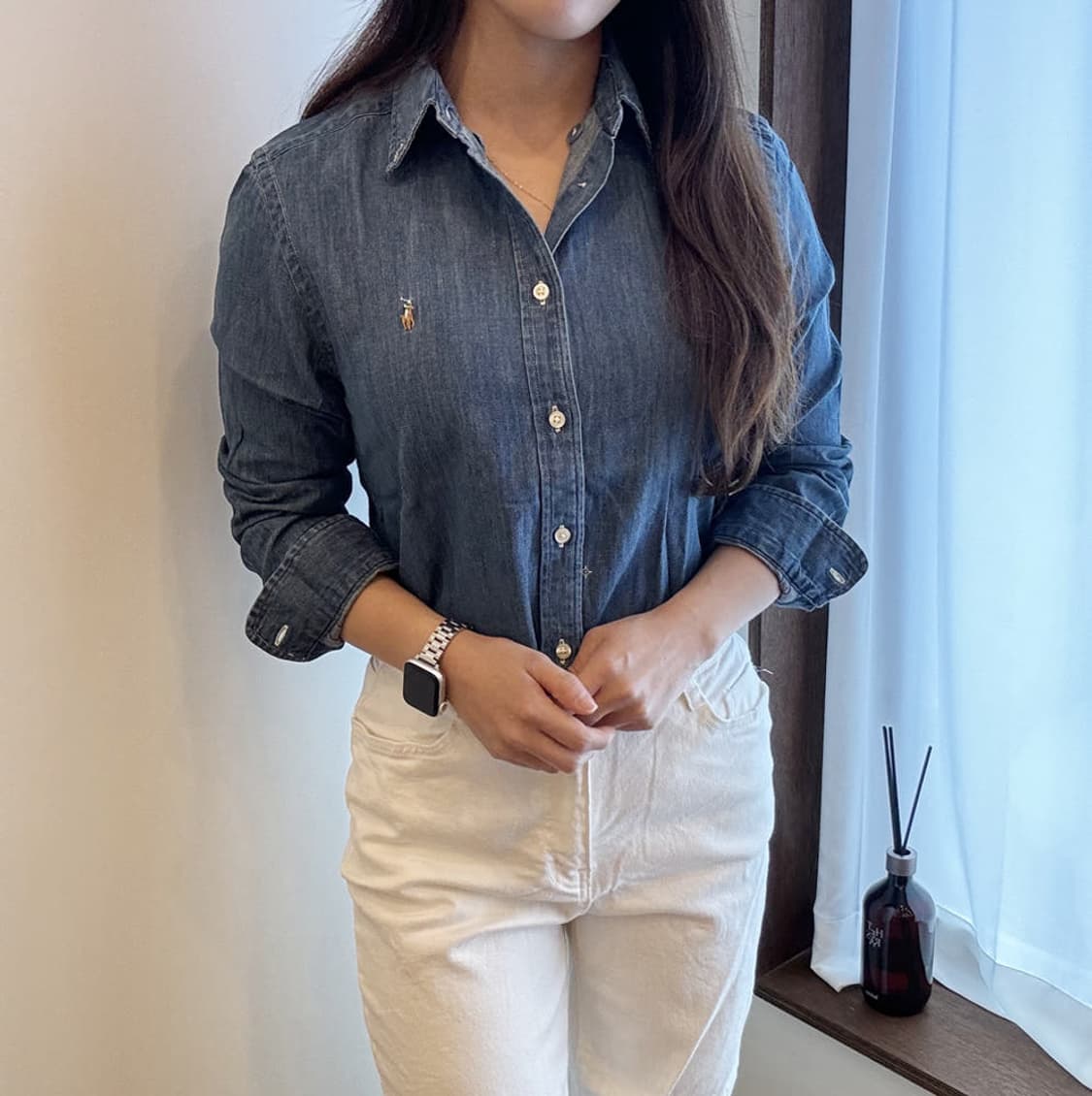 폴로 보이즈 샴브레이 데님 셔츠 남방 L 상품이미지2