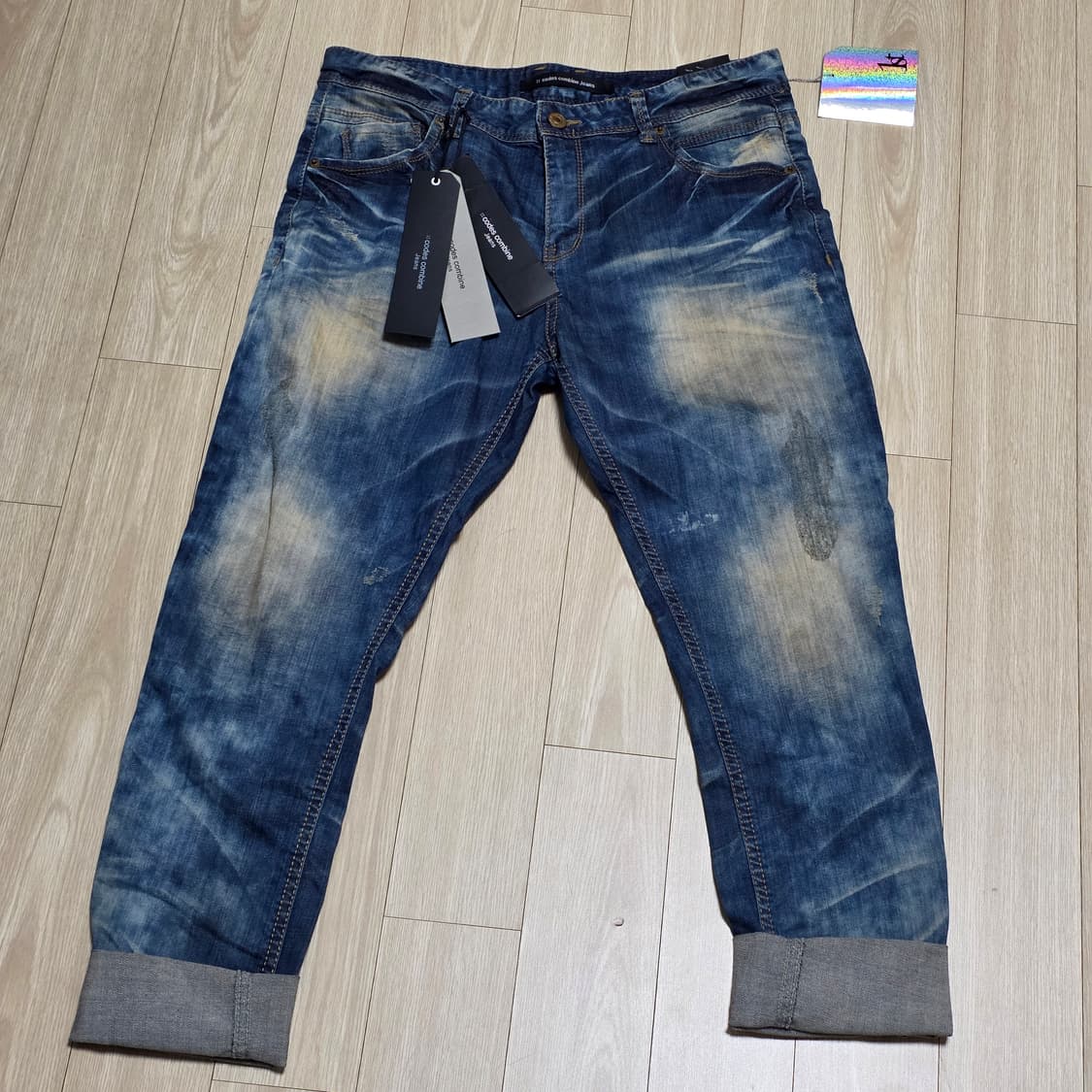 코데즈컴바인 데미지 y2k 로우라이즈 워싱 데님 팬츠 청바지(26) 상품이미지1