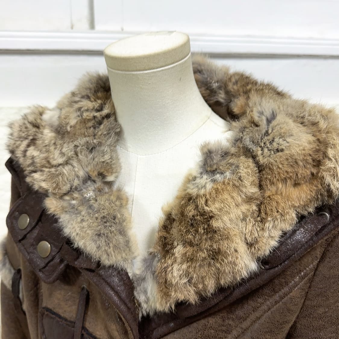 빈티지 Y2K토끼털칼라 스웨이드 가죽자켓 상품이미지7