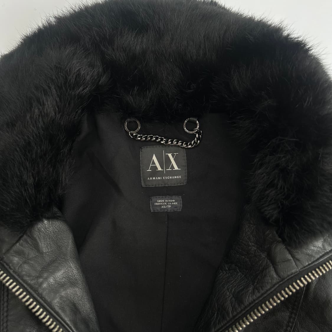 Armani 아르마니 블랙 레더 퍼 무스탕 상품이미지7