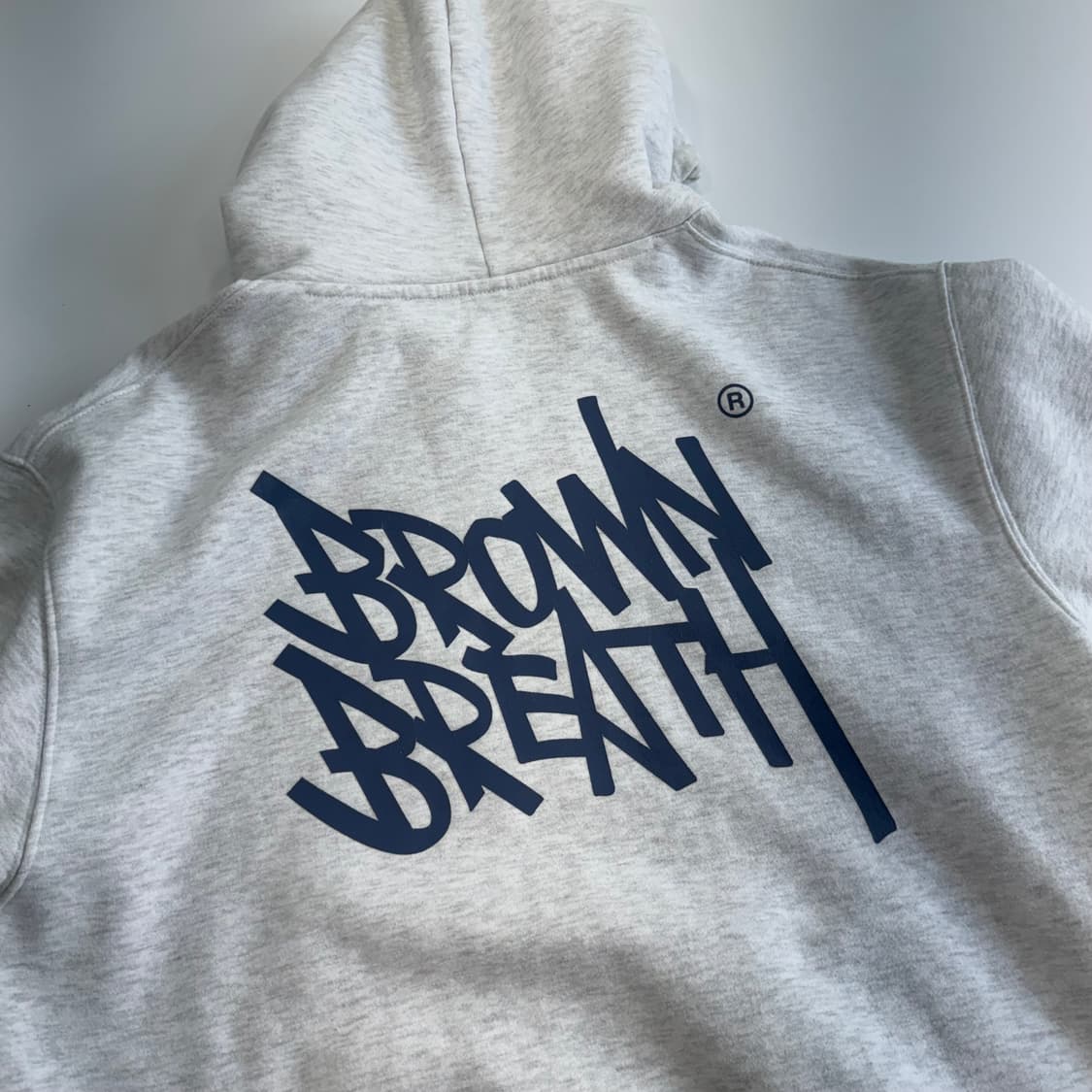 Brown breath 브라운브레스 네이비로고 멜란지 후드티 상품이미지5