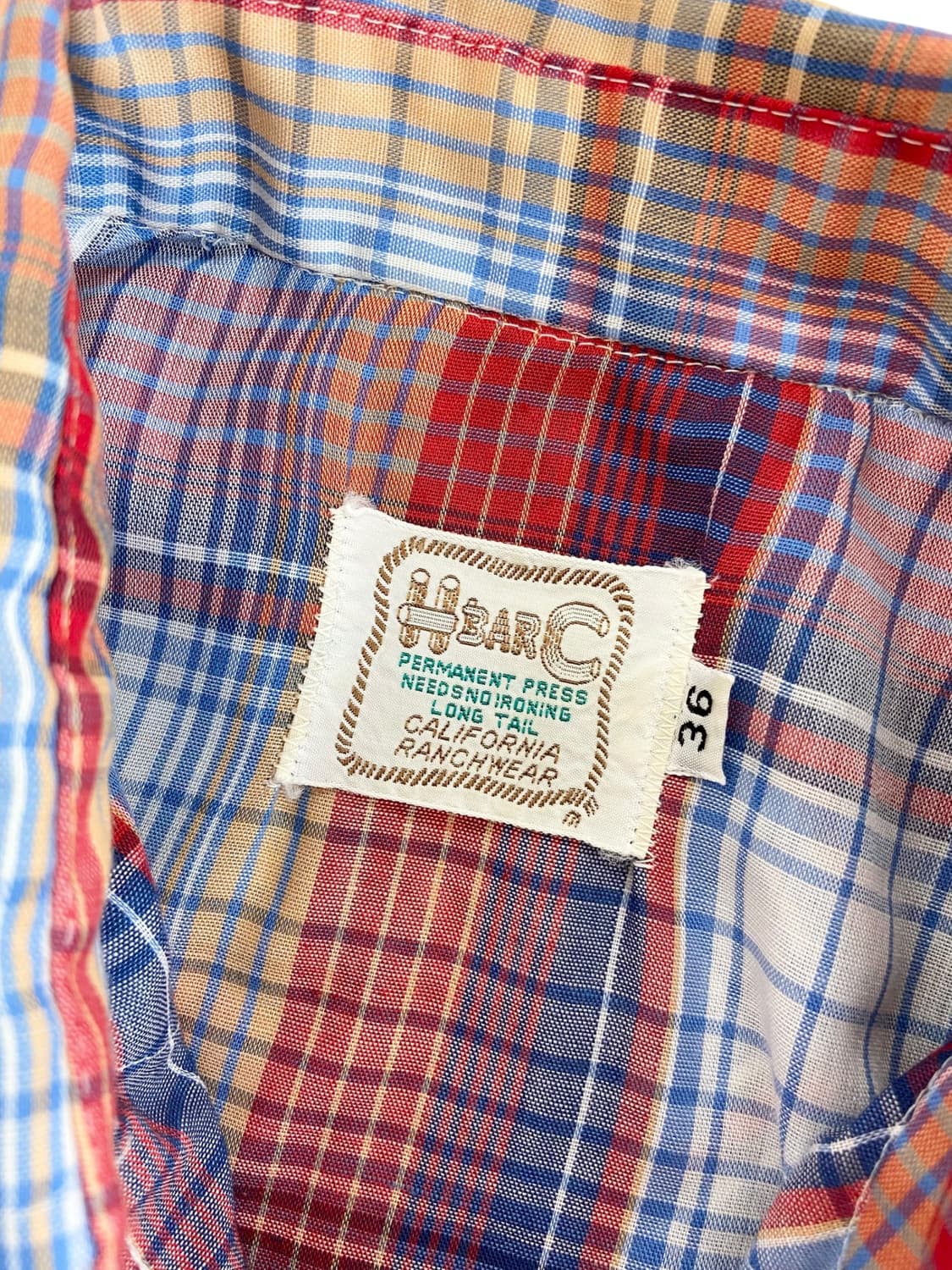 70's H bar C Lightweight Plaid 웨스턴 셔츠 상품이미지8
