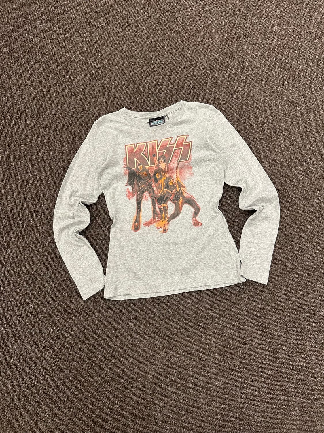 L)KISS 밴드 티 빈티지 락 프린팅 그레이 롱슬리브 상품이미지1