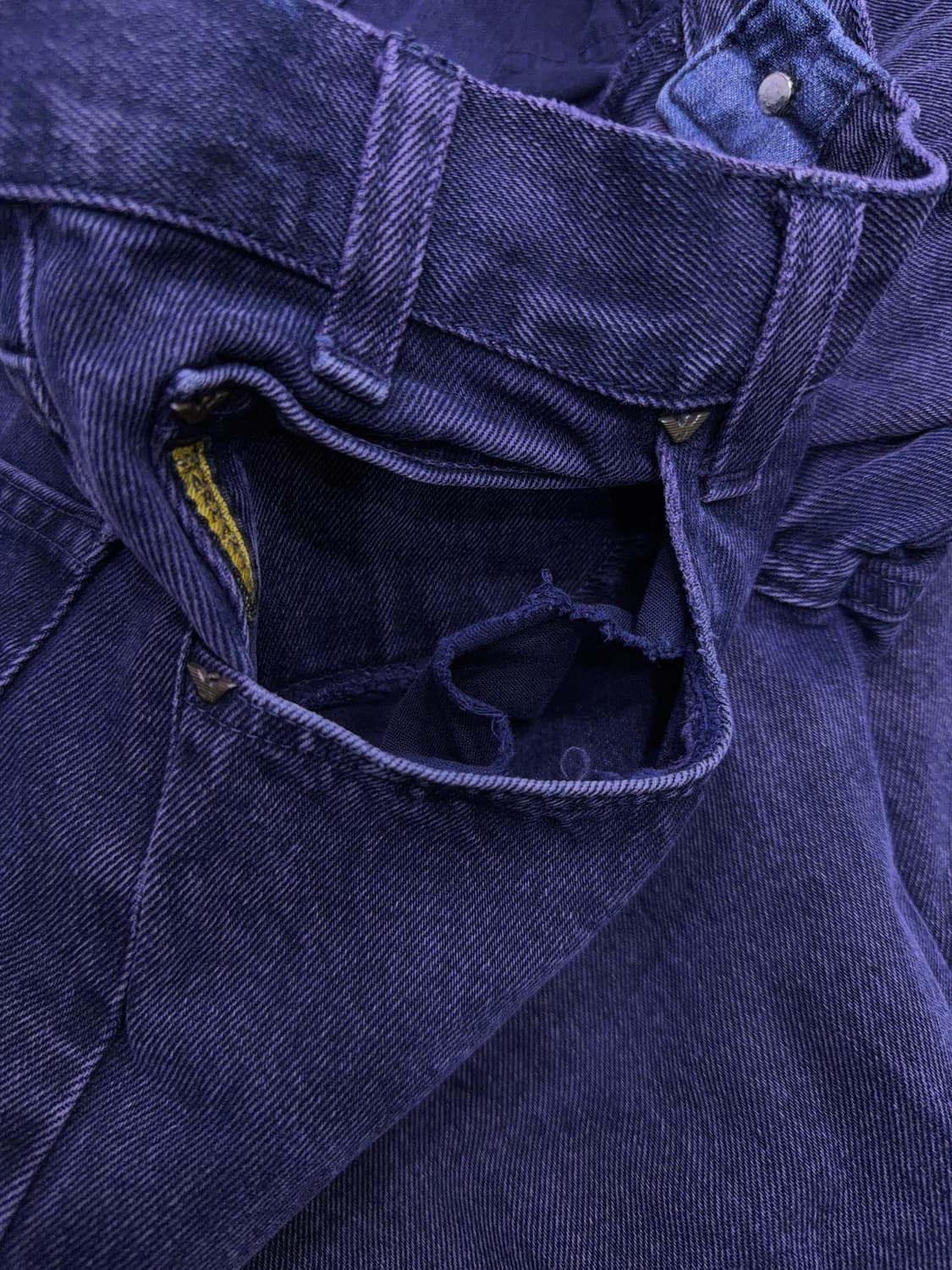 아르마니 알마니 빈티지 레귤러핏 퍼플 워싱 데님팬츠 33 상품이미지8