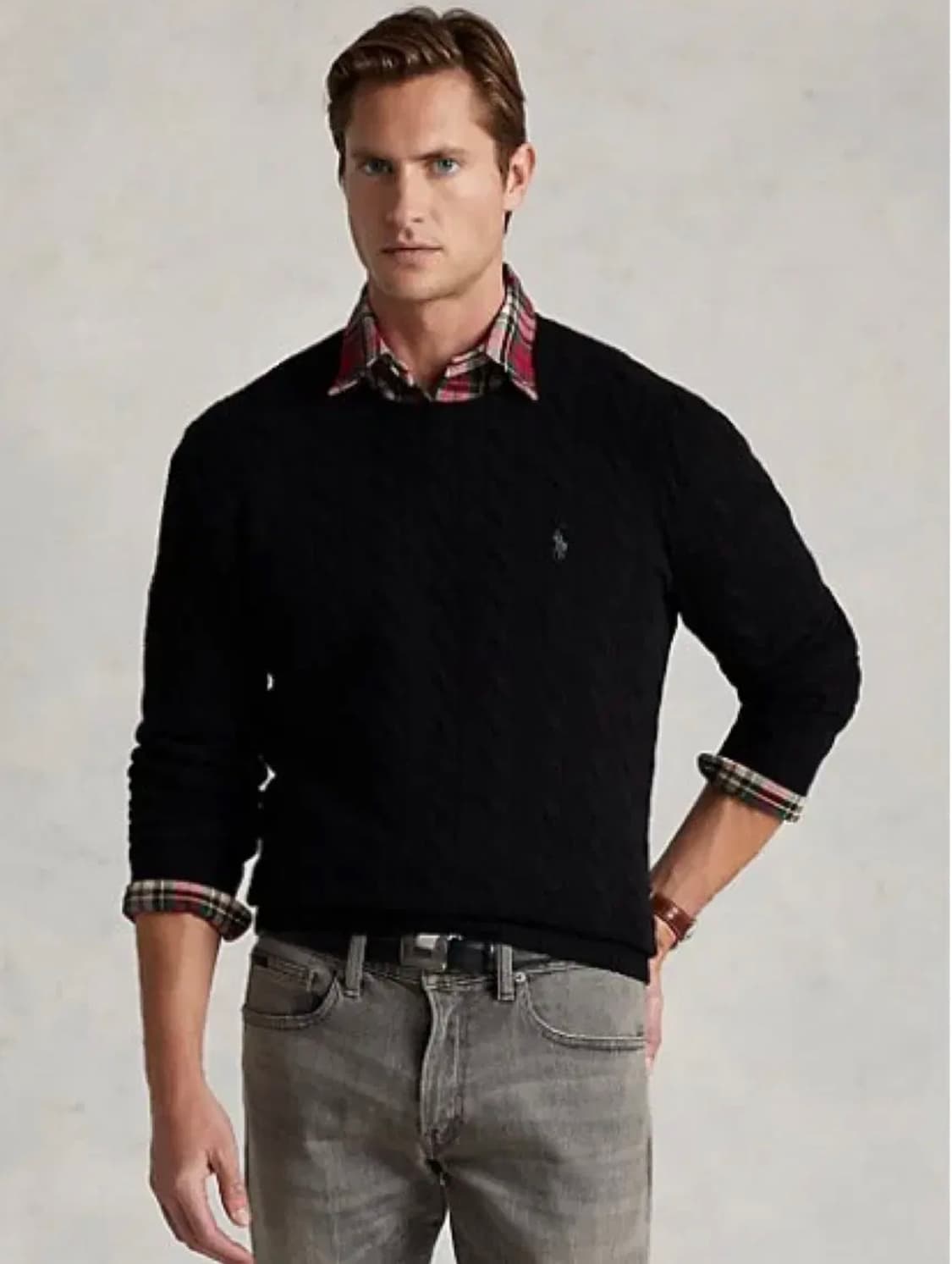 폴로 울 캐시미어 케이블 니트 블랙 s 공홈제품 상품이미지2