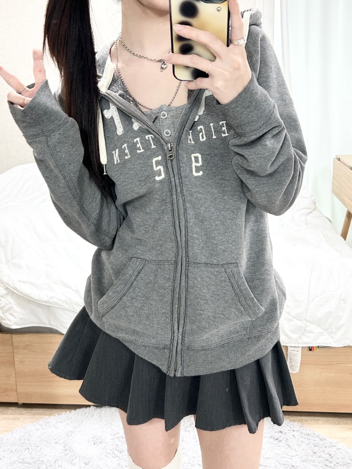 아베크롬비 글리터로고 그레이 후드집업 상품이미지4