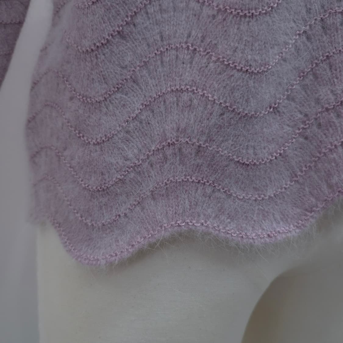 연보라 라운드넥 8부 울가디건 일본빈티지 상품이미지6