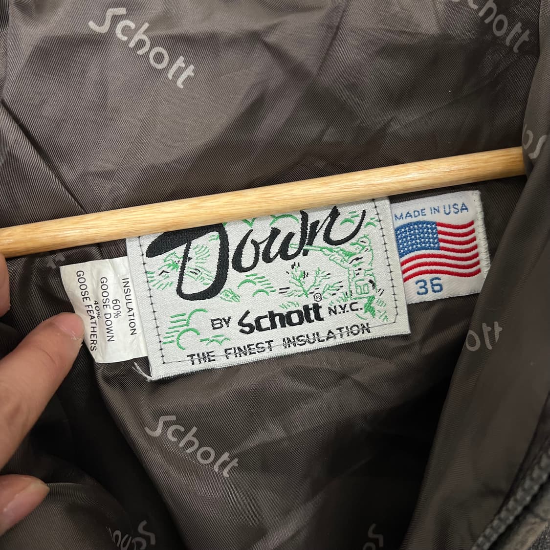 Schott 쇼트 에이징 레더 패딩 상품이미지5