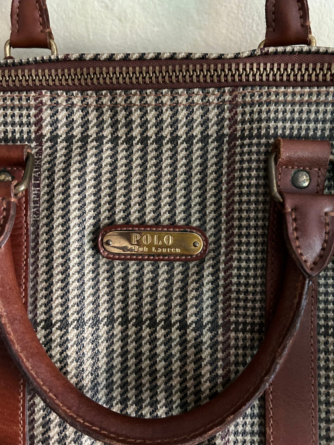 80‘s vtg PRL 히운드 투스 체크 보스턴백 상품이미지4