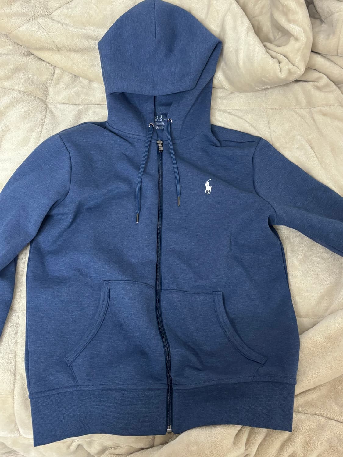폴로 롱슬리브 후드집업 블루 상품이미지1