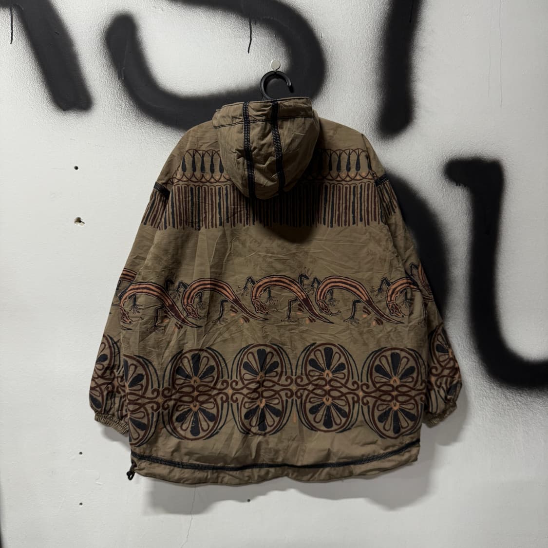 VTG 빈티지 빅 사이즈 에스닉 풀 패턴 하프 집업 아노락 자켓 상품이미지2