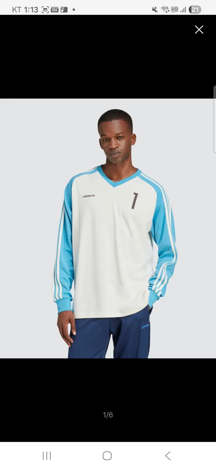 (2XL)아디다스 롱슬리브 저지 - 화이트:스카이블루 팝니다. 상품이미지1
