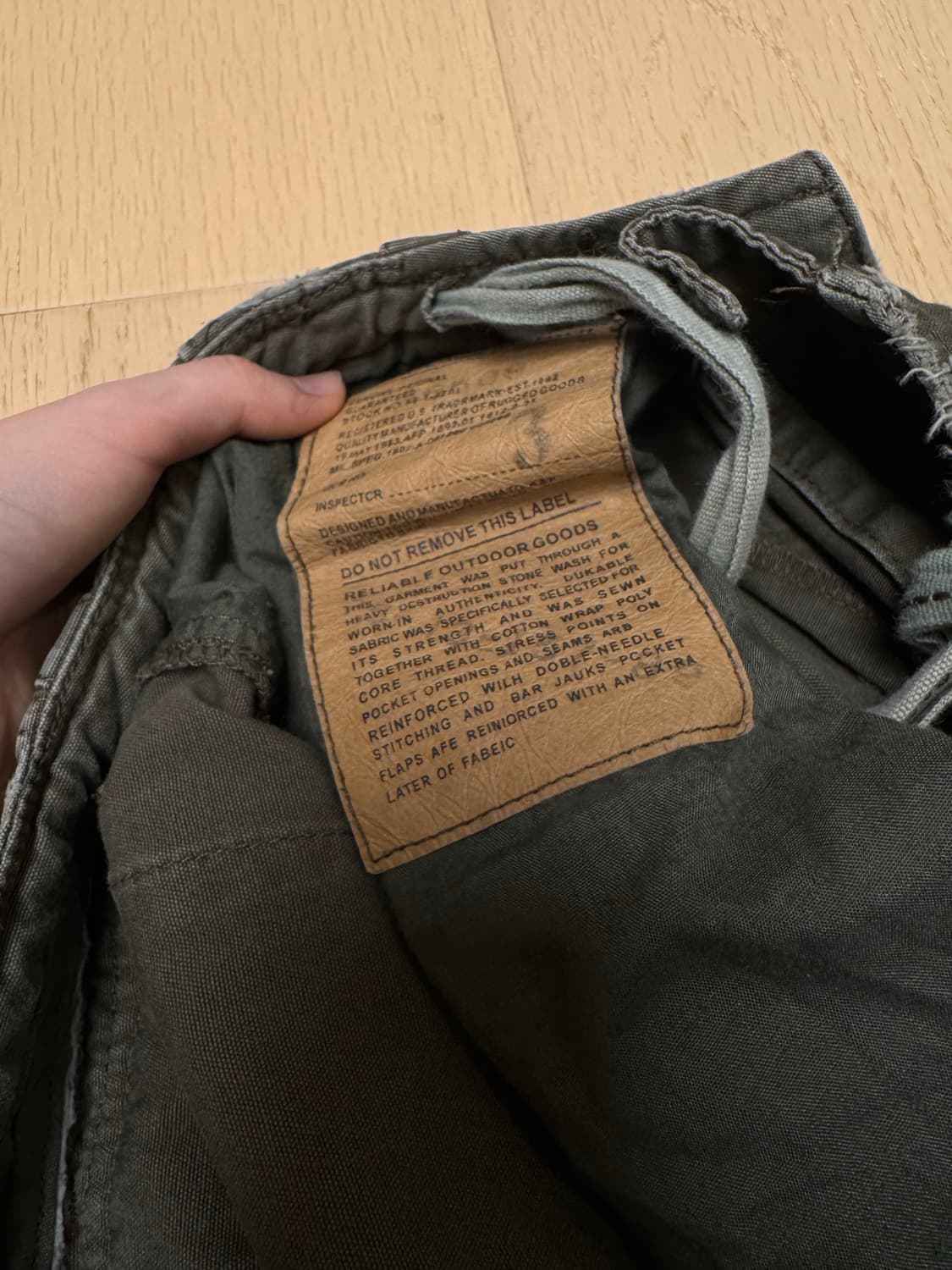 아베크롬비 빈티지 워싱 카키색 와이드 카고 팬츠 상품이미지4