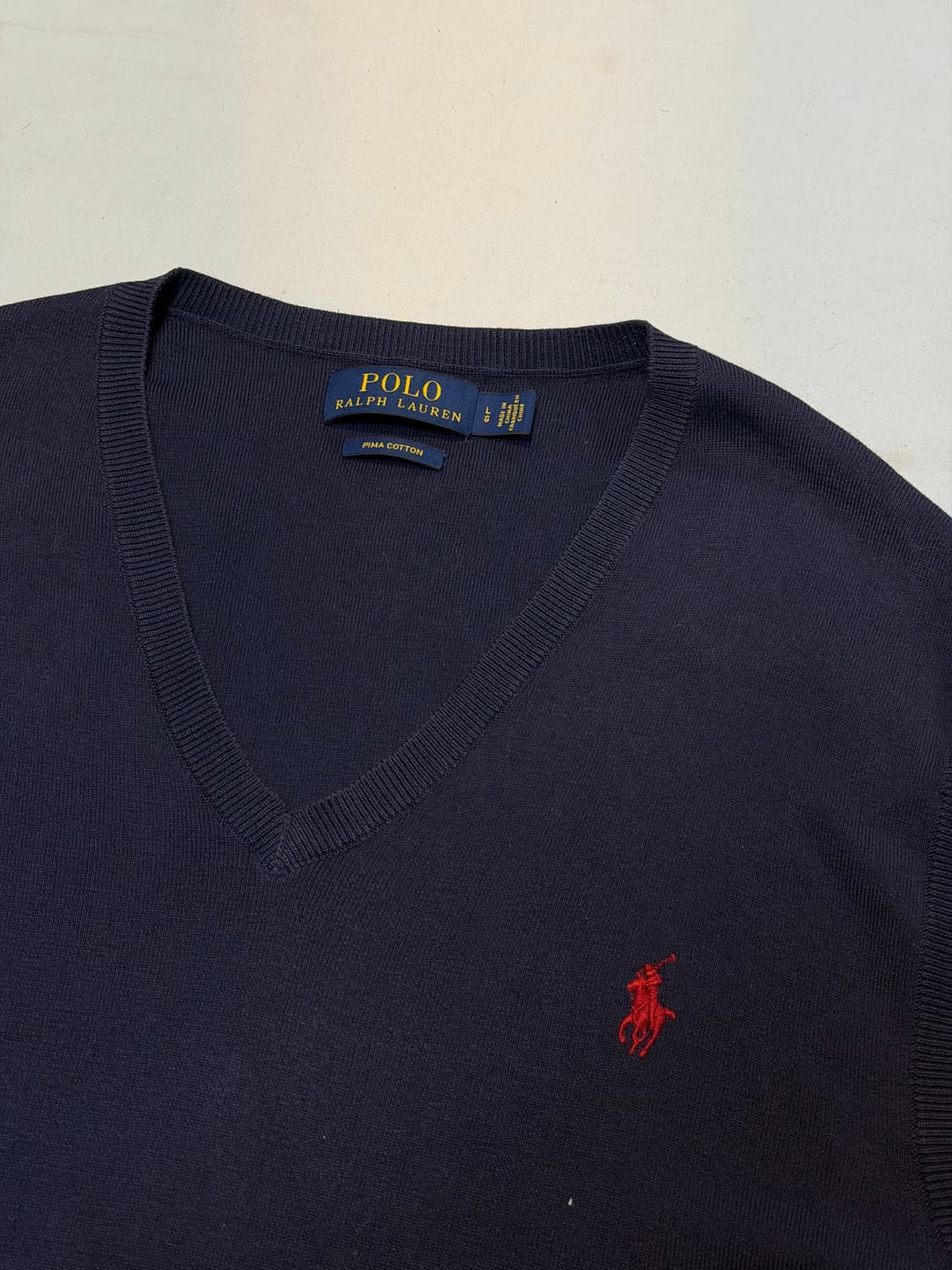 폴로 랄프로렌 피마코튼 니트 조끼 베스트 네이비 상품이미지2