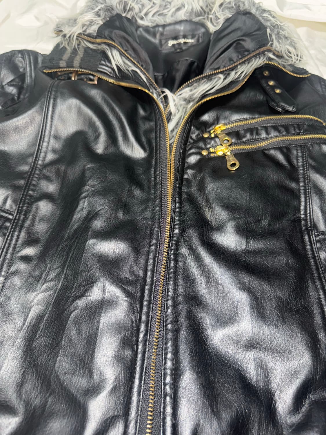 O0s vkei Mode leather fur jacket 상품이미지3