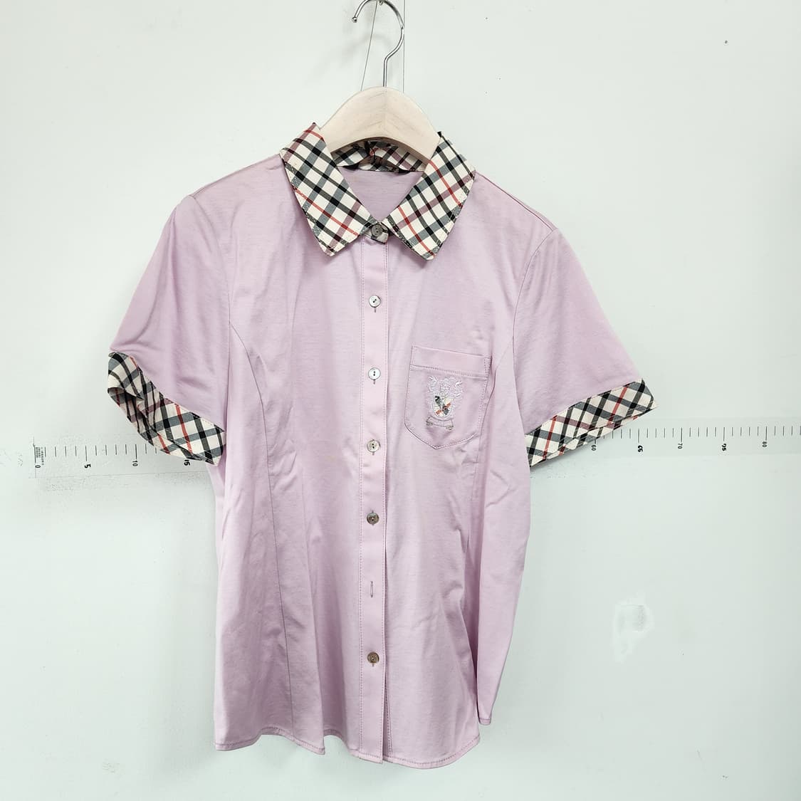 닥스 체크 배색 반팔 셔츠 핑크 상품이미지1