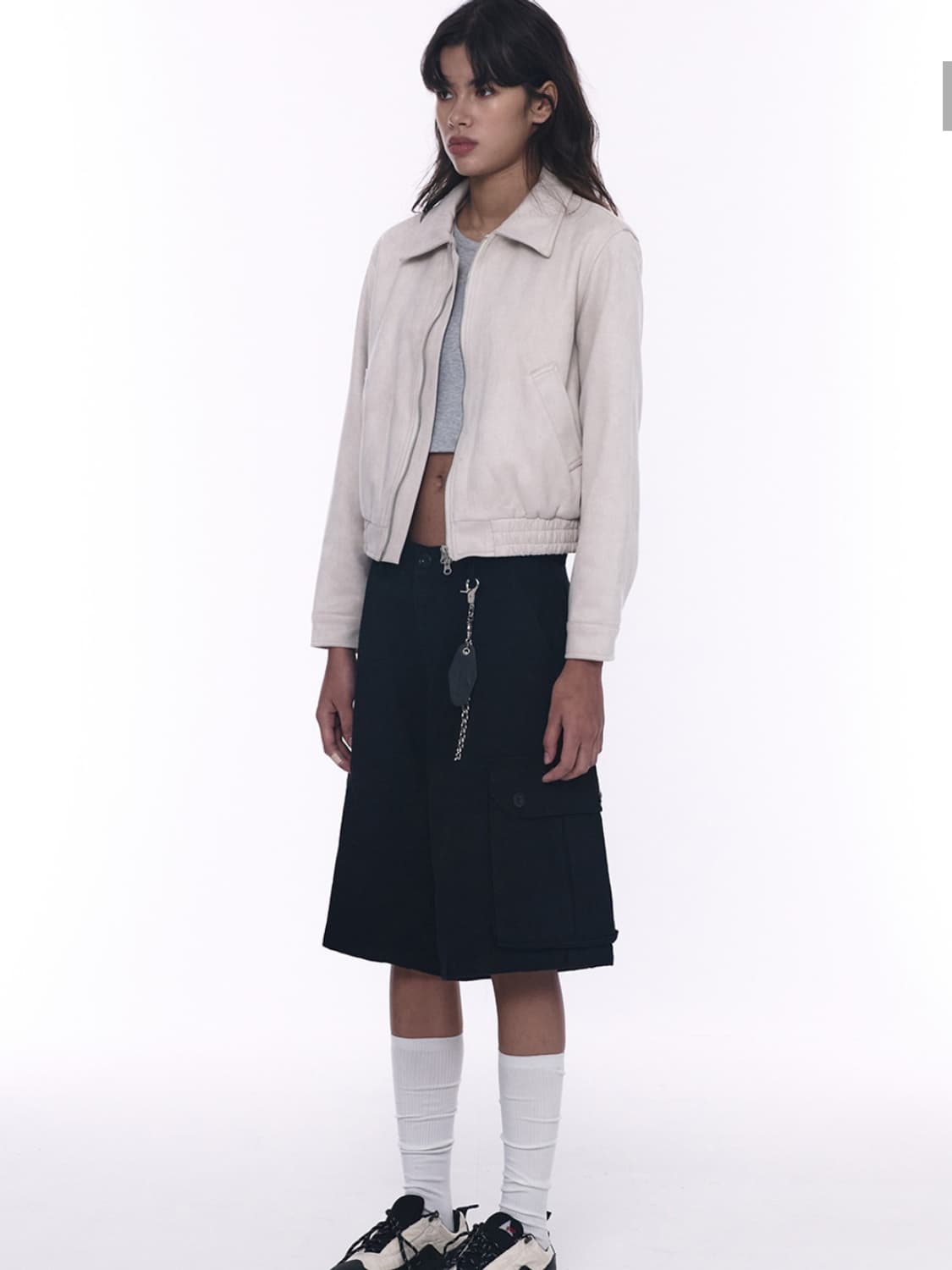 플레이스스튜디오 투웨이 블루종 스웨이드 밴딩 점퍼 자켓 [아이보리] 상품이미지3