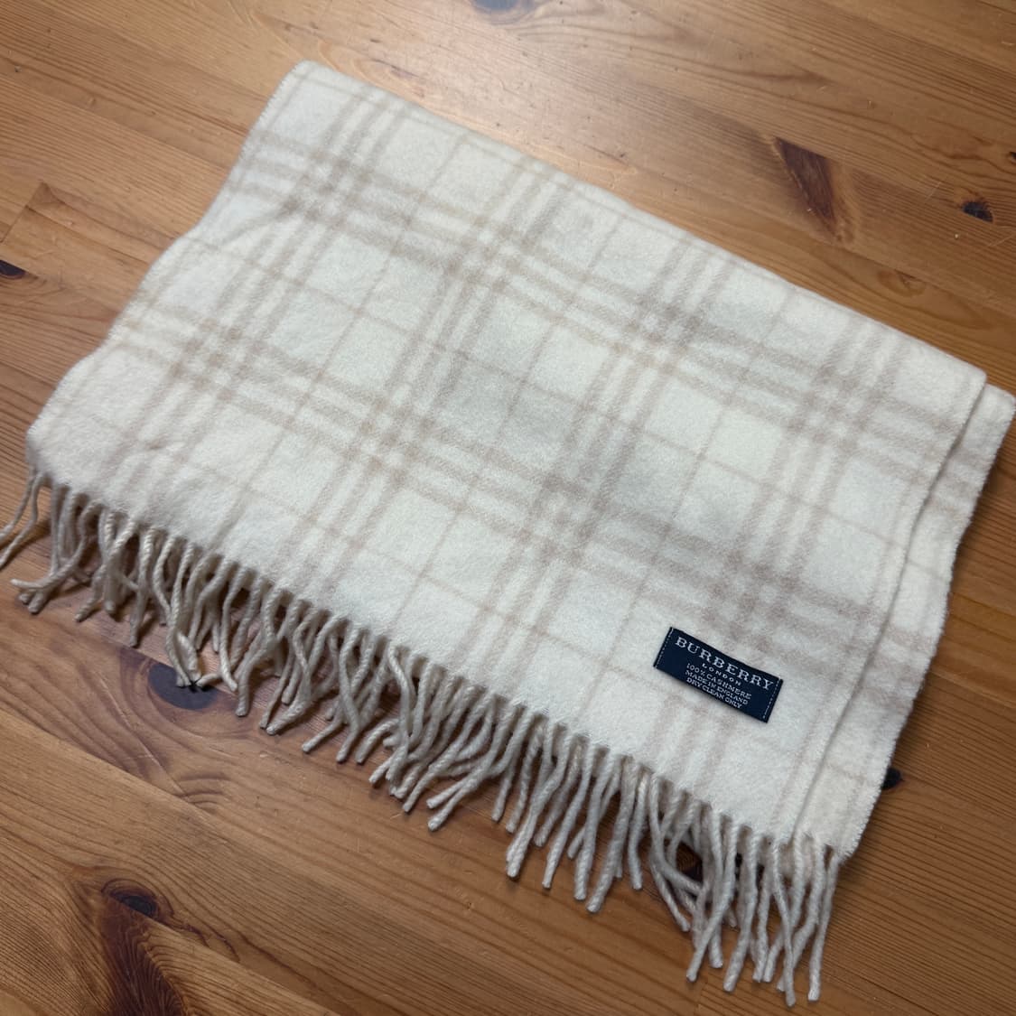 버버리 정품 체크 캐시미어 머플러 목도리 아이보리 베이지 상품이미지1