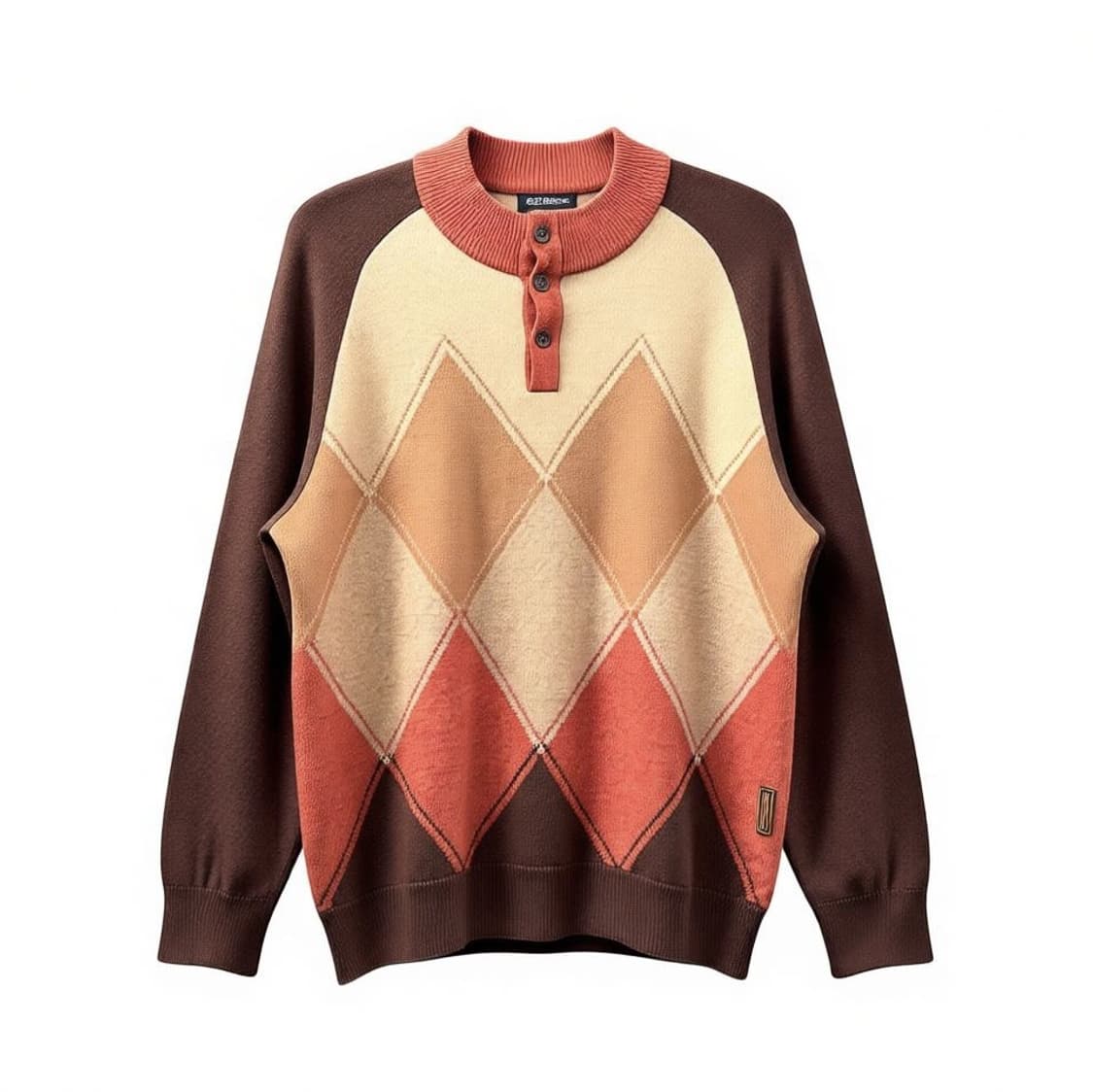 헨리넥 아가일 패턴 울니트 레글런 배색 디테일 멀티컬러 상품이미지1