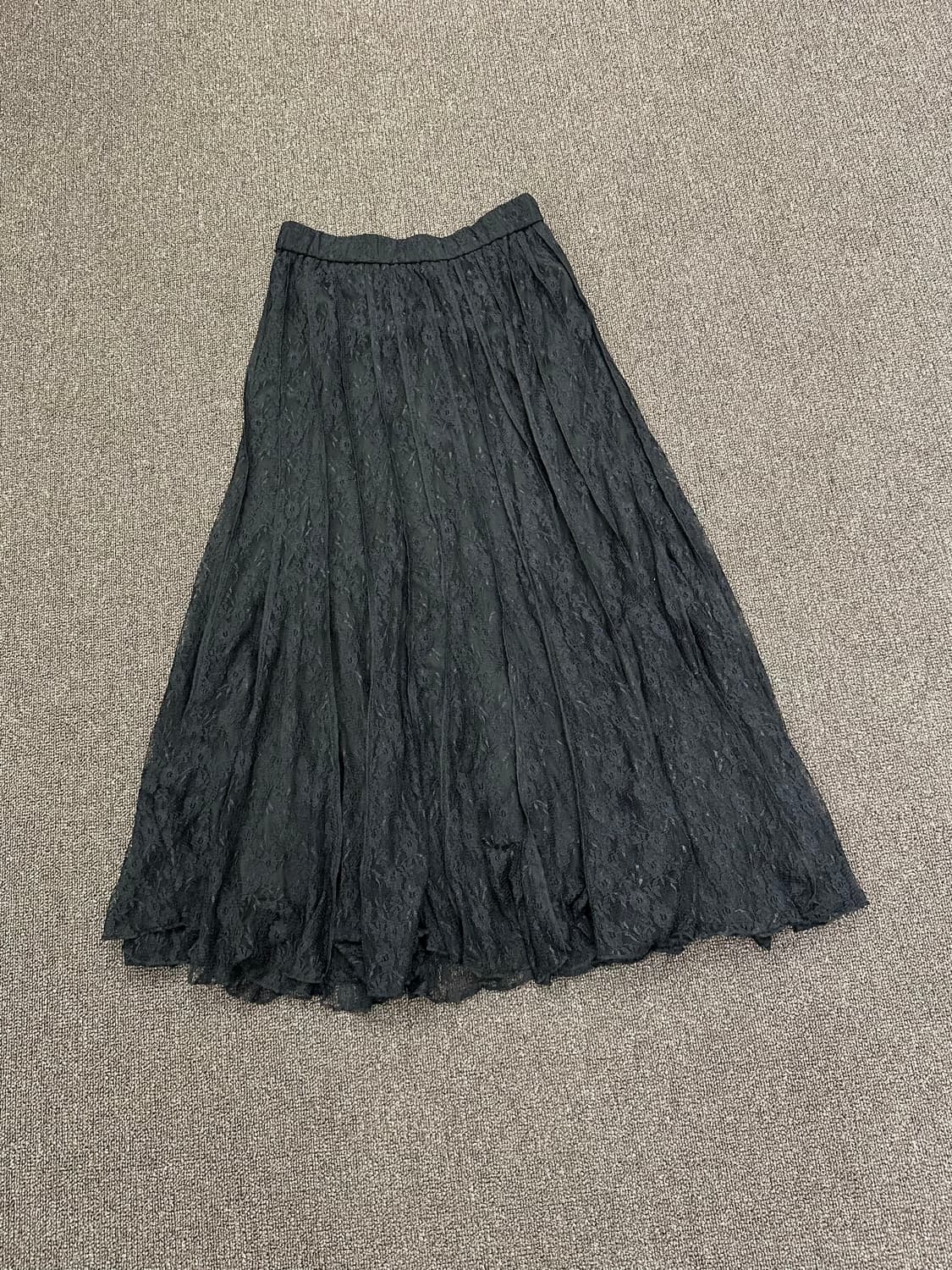 OS)Japanese vintage 여성 꽃 레이스 롱스커트(구멍) 상품이미지3