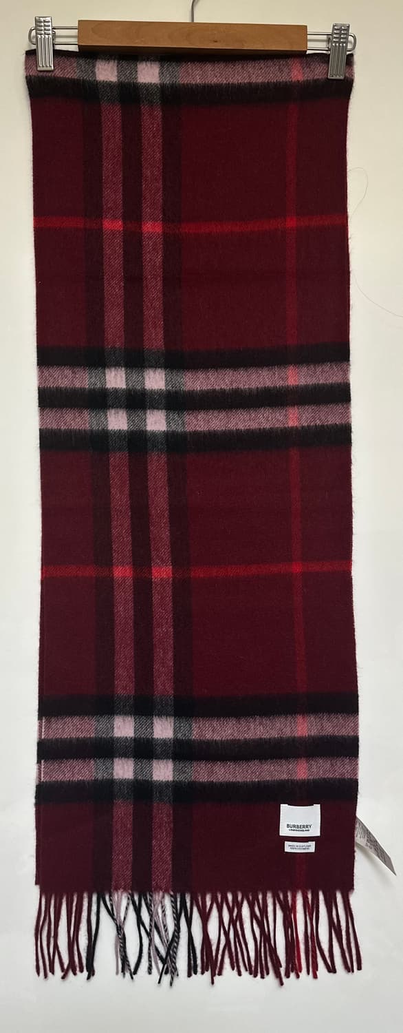버버리 체크 캐시미어머플러 와인색 남여공용 상품이미지1