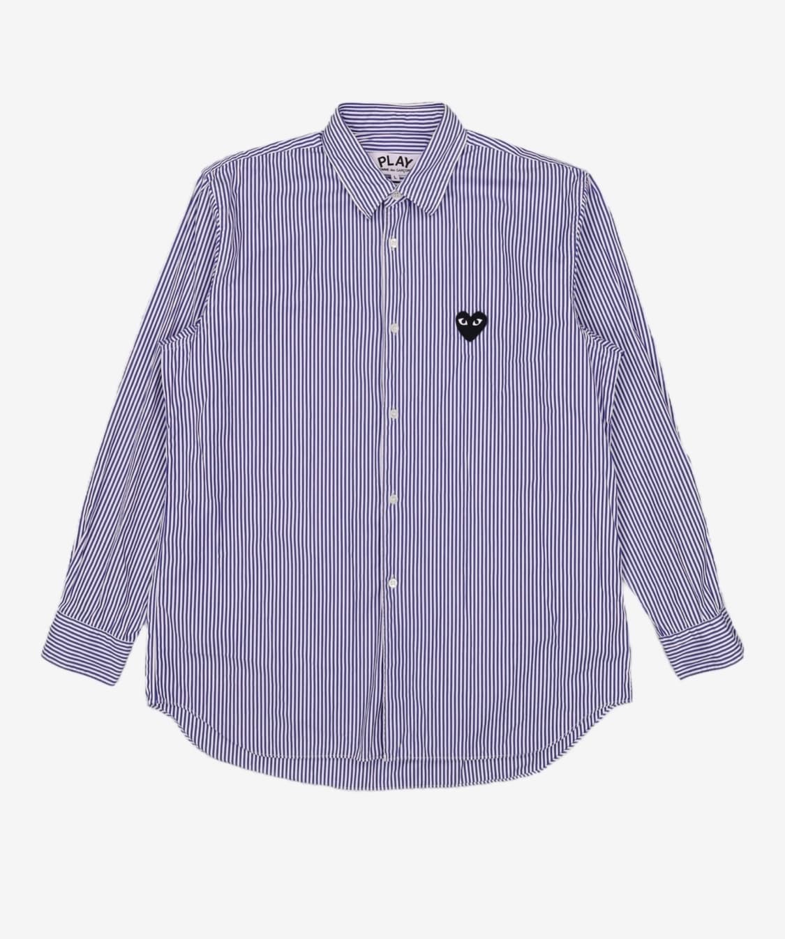[L] 플레이 꼼데가르송 스트라이프 블랙 하트 셔츠 블루 상품이미지1