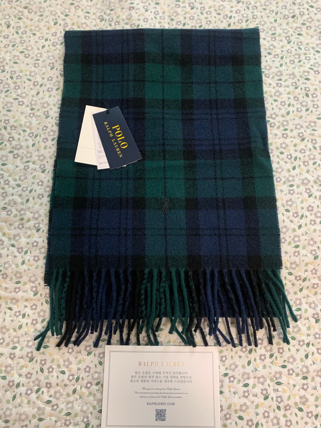 [FREE] 폴로 랄프로렌 플래드 프린지 울 스카프 블랙워치 상품이미지1