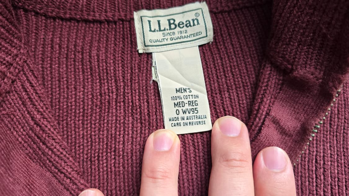 L.L.Bean 엘엘빈 버건디 집업니트 Made In Australia  상품이미지4