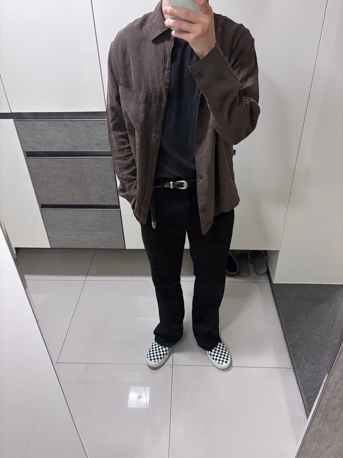 M 자라 남성 브라운 플루이드 셔츠  상품이미지2